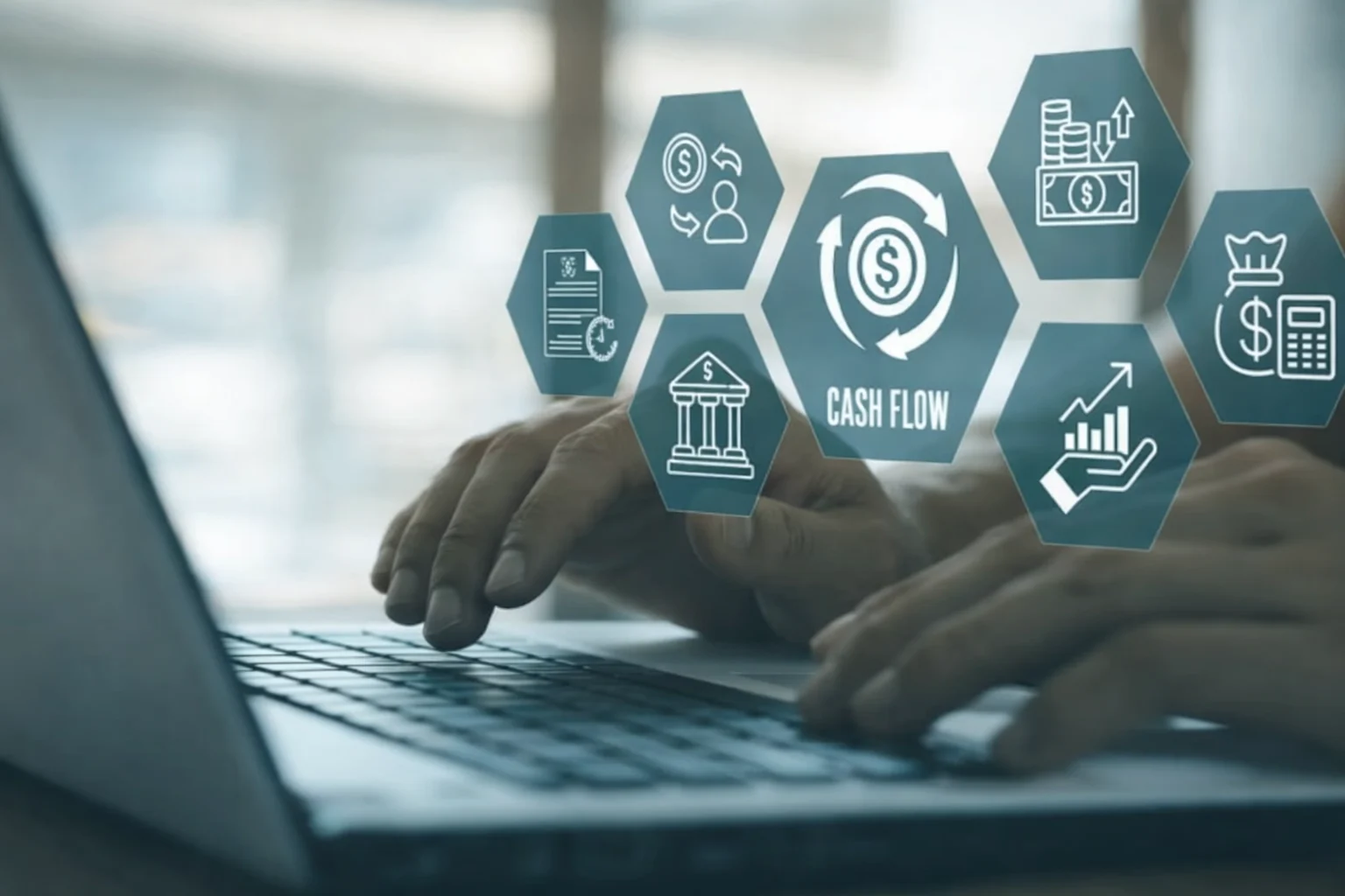 Person working on financial budgeting dashboard showing cash flow management